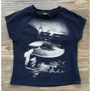 DJ Turntable Baby Tee Top M Indie Sleaze Grunge Edgy Festival Skater Retro Y2K